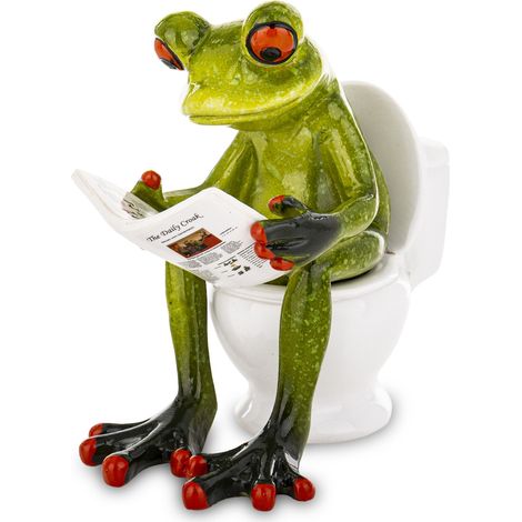 Figur – Frosch-Toilette auf der Toilette mit Zeitungspapier 10 cm