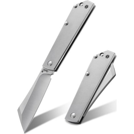 Kleines Klappmesser aus Edelstahl mit Schlüsselband-Loch, EDC-Taschenmesser für Herren & Damen