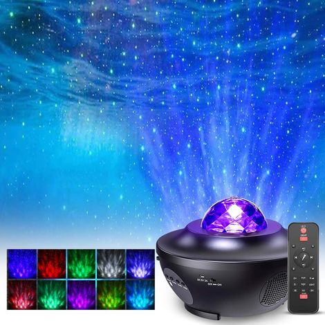 Proiettore di stelle a LED, proiettore di luce notturna rotante con 21 modalità, telecomando, timer, altoparlante e Bluetooth, proiettore di stelle e oceano per decorazione del soffitto, ideale per ne (1/5)