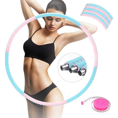 MINKUROW Hula Hoop Per Adulti, Hoola Hoop Regolabile Con Peso Hulahoop Hoop Per Adulti Ffitness, Hullahub Hoop Staccabile Per Dimagrire, Acciaio Fitness Hoop, Holahup Hoop Fitness Per Bambini, Hoola H (1/5)
