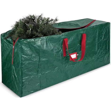 Sac De Rangement Pour Arbre De Noël - 122 X 38 X 50 Cm - Matière Tissu Oxford Imperméable - Fermeture Éclair Double - Pour Arbre Démonté Jusqu'à 2,3 M - Vert (1/5)