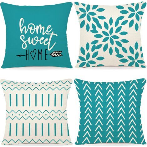 QORVA-Lot de 4 45x45CM Housse Coussin Décoratif Canapé Taie d'oreiller Decoration Canapé Housses de Coussin en Lin d'extérieur Housse de Coussin Décoration pour Chambre, canapé, Chaise, Lit,Jardin (1/5)