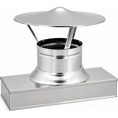 MAKA Comignolo Cinese Base Rettangolare, Terminale per Canna Fumaria Camino Stufa a Legna Pellet e Gas, Cappello Antipioggia Aspirafumo Zincato 320x520 mm (1/5)
