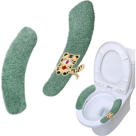 2 Paar WC-Sitzkissen, weich, warm und dick gepolstert  Selbstklebendes, erhöhtes Kissen, Stützkissen für die meisten WC-Sitzgrößen (1/5)