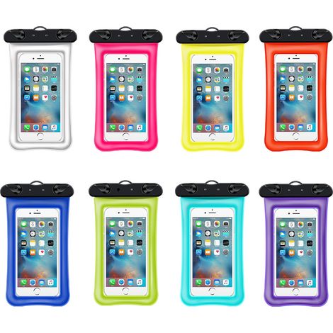 Lot de 8 pochettes étanches transparentes pour téléphone portable avec cordon. Sacoche universelle en PVC pour téléphone portable, idéale pour les sports nautiques, la navigation de plaisance, la rand (1/5)