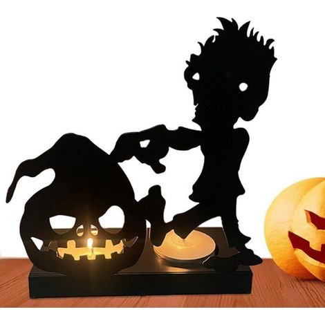 Bougeoir Halloween - Bougeoir Décoratif Motif Citrouille Crâne Lanterne - Pour Table ou Mur - 1 Pièce (1/5)
