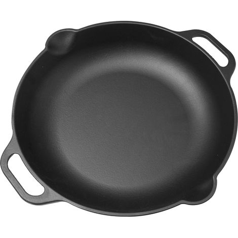 Victoria 31947 Paellera Hierro Fundido Esmaltado Inducción 33cm, Apta Fuego, Barbacoa, Horno Cast Iron Skillet  Negro
