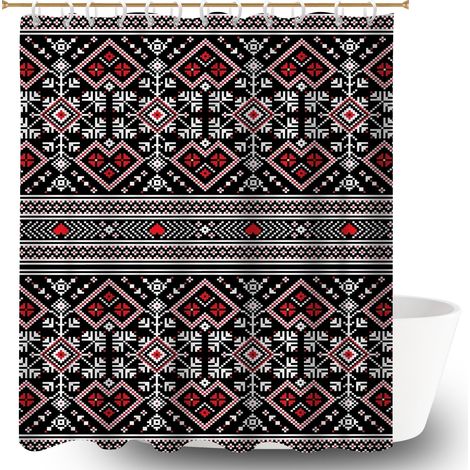 Rideau de douche tissu polyester 180x180 avec 12 œillets cache baignoire pour maison secondaire (1/5)