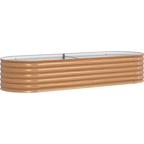 Jardinière,Bac à fleurs,Pot de fleurs surélevée Marron 240 x 80 x 44 cm Acier CFW70386 (1/5)