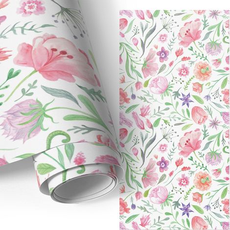 Klebefolie für Möbel - Möbelfolie - Selbstklebefolie - Küche folieren - Dekorfolie - Einfach zu reinigen - Pastellfarbene Blumen 50x100 cm