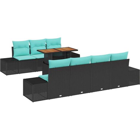 Garden Sofa Set 8 pcs Black Poly rattan vidaXL (1/5)