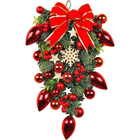 Guirlande De Noël En Forme De Goutte - 50 x 30 x 8 cm - Pour Décoration Extérieure Porte Mur Boîte Aux Lettres - 1 Pièce (1/5)