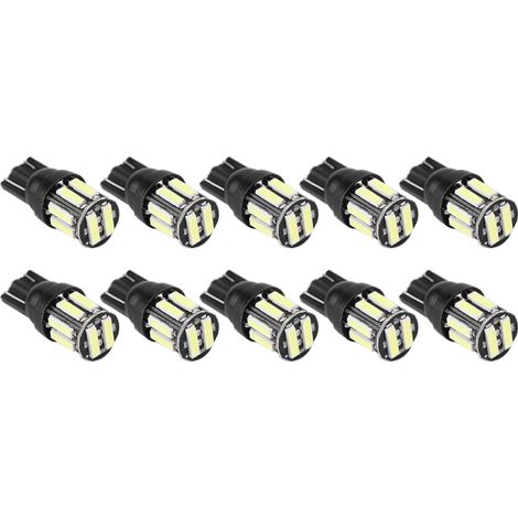 10 pièces ampoules LED voiture T10 7020 10 SMD wedge pour recul, tableau de bord, feux de position et lampe de lecture (1/5)