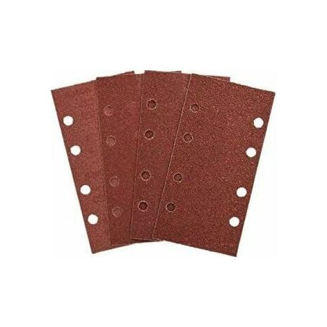 20 feuilles abrasives 93 x 185 mm perforées 8 trous papier abrasif assorti pour bois métal crochet et boucle tampons pour ponceuse orbitale (40 grains) (1/4)
