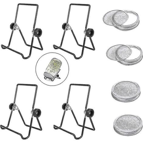 couvercles pour bocaux Mason, 4 supports pour germoirs, grille en acier inoxydable, supports de germination pliables et réglables Ywq (1/5)