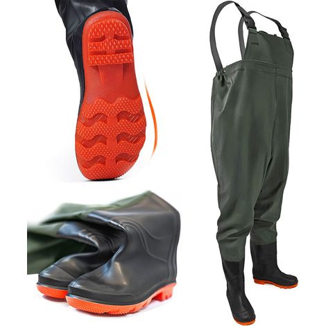 Stivali da pesca in gomma con bretelle, taglia Omega 45 (1/5)