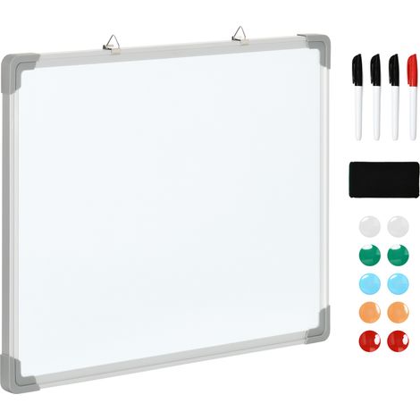 Tableau blanc magnétique effaçable 60x45 cm avec 4 marqueurs 10 aimants 1 effaceur