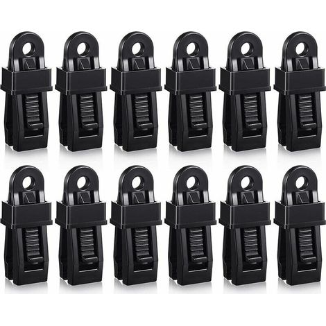LAN Pince à bâche à bec de crocodile multifonctionnel avec poignée de verrouillage solide pince de fixation poignée de verrouillage pour tente noir 12PCS (1/5)
