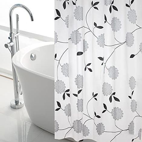 CSPARKV Flower Pattern Shower Curtain Extra Large 300cm Wide Bathroom Curtain - 240cm Drop Waterproof and Mildewproof Shower Curtain, PEVA Bathroom Curtain (200x240CM)