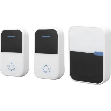 Campanello wireless, portata 150 m, autoalimentato, impermeabile IP44, kit campanello per casa e ufficio con 2 trasmettitori, 1 ricevitore, 38 melodie, 3 livelli di volume (EU) (1/5)