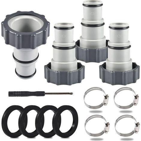 4-teiliges Poolschlauch-Adapterset, Pooladapter A, Schlauchadapter für Intex-Pumpe, Poolschlauchanschluss