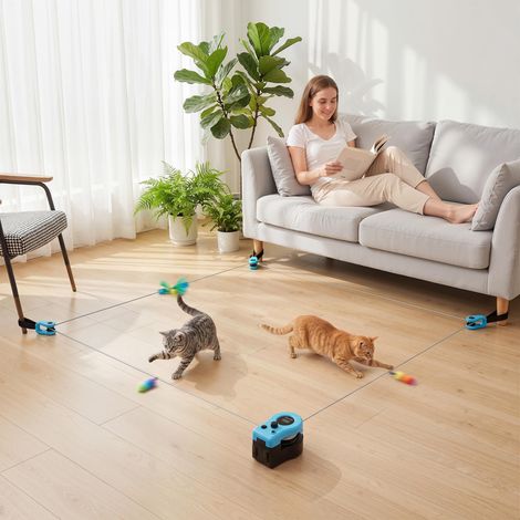 Jouet pour chat automatique/télécommandé avec vitesse réglable et parcours personnalisables, noir (1/4)