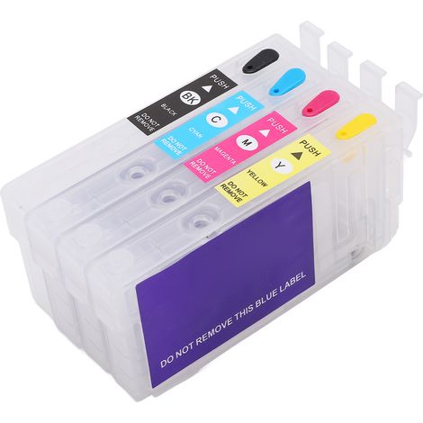 Lot de 4 cartouches d'encre rechargeables sans puce pour T802XL1 T802XL2 T802XL3 T802XL4, pièces de rechange compatibles (1/5)