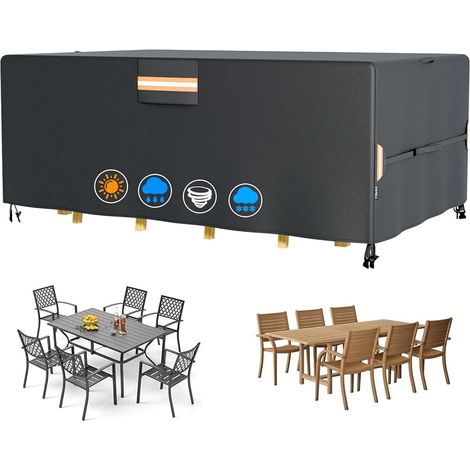 Housse de table de jardin imperméable avec ouvertures d'aération - Tissu 420D résistant - Pour canapé de jardin, table de jardin - 180 x 120 x 74 cm (1/5)