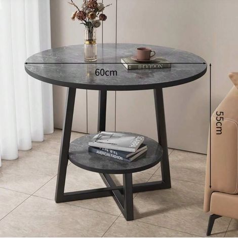 Table d'appoint pour canapé, petite table basse de salon, table à café minimaliste, meuble d'angle, chevet de lit, rangement latéral, 60 x 55 cm (1/3)