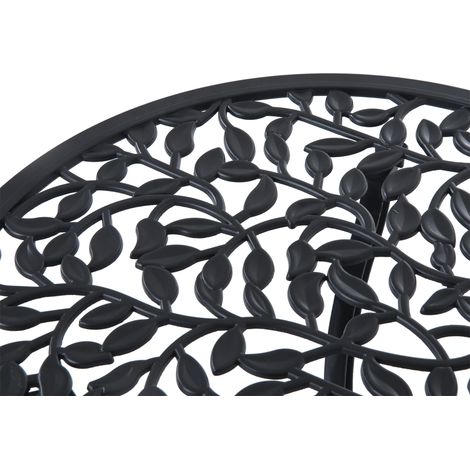 Lot de 3 meubles de jardin en aluminium noir : table ronde + 2 sièges pour terrasse (1/5)