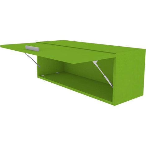 Libreria pensile moderna con anta a ribalta, L 90 cm - Montaggio rapido - Verde mela