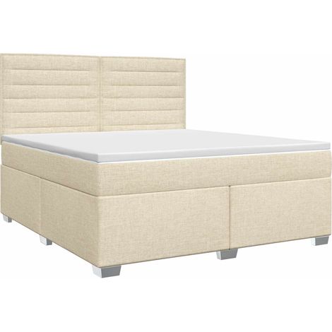 Letto box spring con materasso Crema 180 x 200 cm Tessuto vidaXL (1/5)