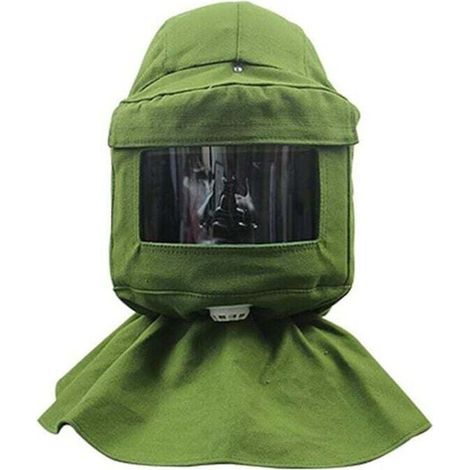 Cloche de ponçage Ulisem, écharpe de ponçage, masque anti-vent, bouclier de ponçage, outils de protection contre la poussière, masque facial, chiffon vert + casque de sécurité