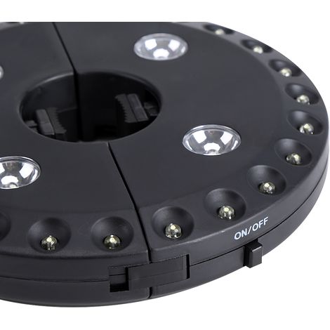 Outdoor-Sonnenschirmstange mit 28 LED-Leuchten für Garten, Hof, Terrasse, Rasen, Camping, Nachtlampe (Schwarz) (1/5)