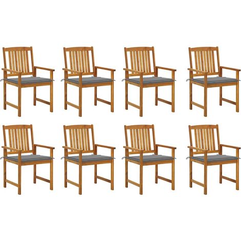 Lot de 8 Chaises de jardin avec coussins - Chaises d'extérieur pour terrasse/jardin Bois d'acacia solide BV576483 - BonneVie (1/5)