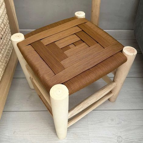 Tabouret marocain en corde camel H30cm (1/3)