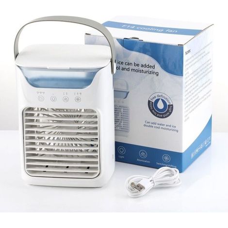 Ventilador de aire acondicionado de 700 ml, 3 velocidades, doble función de niebla fría, temporizador automático, humidificador portátil - KZQ (1/4)