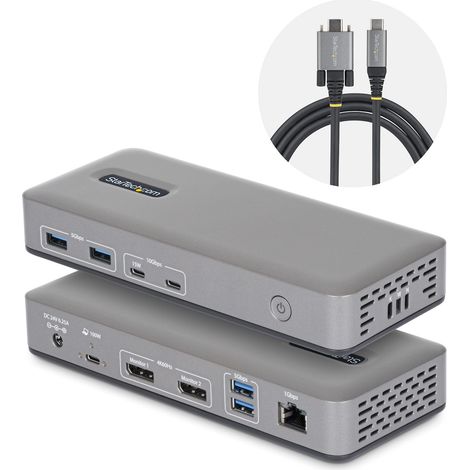 StarTech.com Docking Station USB-C Dual Monitor, DisplayPort, 4K 60Hz, Ricarica Laptop 100W, Ethernet 1GbE, Senza Driver, Dock