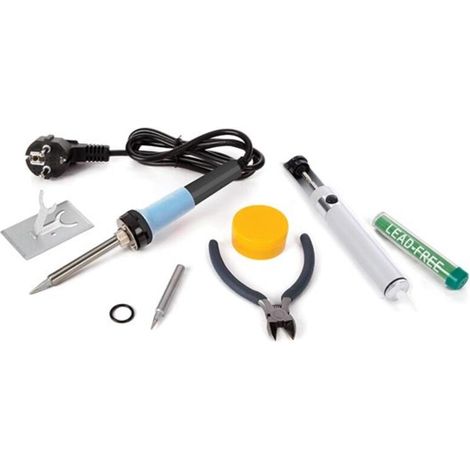 Kit De Soudage - Fer A Souder 25 W - Pompe A Dessouder - Pince - Flux Et Soudure - Pour Electronique Et DIY - 1 Unite (1/5)
