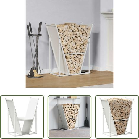 Support bois de chauffage - Portant de bois chauffage blanc 69,5x35x81 cm (1/5)