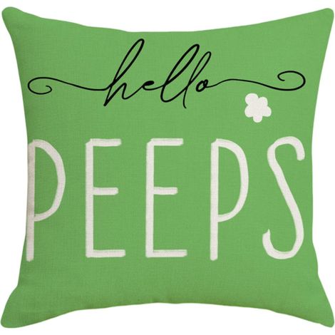 Housse De Coussin Paques - Lin - Motif Lapin Et Fleur Nordique - Fermeture Eclair Cachee - 45 X 45 Cm - Lot De 4 (1/5)