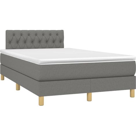 Estructura de cama LED con cabecero con somier colchón 120x200 cm en tela gris oscuro TDL0208397