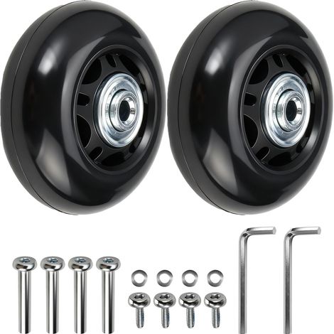 2 Pcs Roulette Valise Caoutchouc avec Vis, 64 mm x 24 mm Roues pour Valise Universelle Pivotante, Roulettes des Remplacement, Roues de Rechange Noir, Réparation de Roulements pour Bagages (1/5)