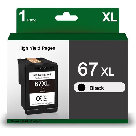Cartouche Encre 67xl Noire - Compatible Imprimante Hp Envy Et Deskjet - Rendement élevé 850 Pages - Lot De 1 (1/5)