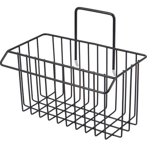 Panier de Rangement Mural en Fer Noir pour Égouttoir sans Perçage, Porte-éponges et Ustensiles Cuisine, Étagère de Vidange Pratique pour Évier, Organisation la Cuisine Compacte (1/5)