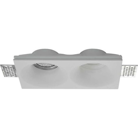 Portalámparas empotrable LED rectangular doble V-TAC 2 GU10 en yeso con corte biselado color blanco (1/5)