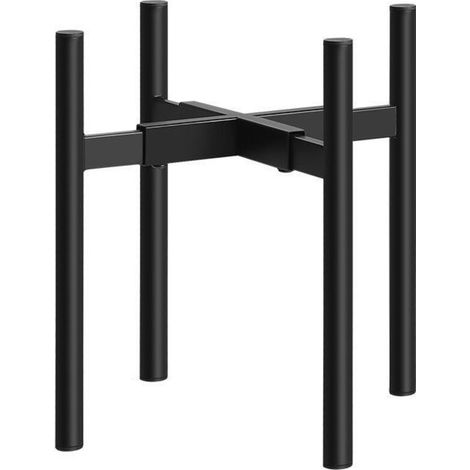 Support de pot de fleurs en métal réglable pour intérieur et extérieur, robuste, avec plateaux pour pots de différentes tailles (1 paquet, noir)