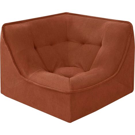 Fauteuil d'angle pour canapé modulable velours côtelé 90 cm terracotta - Lizy (1/5)