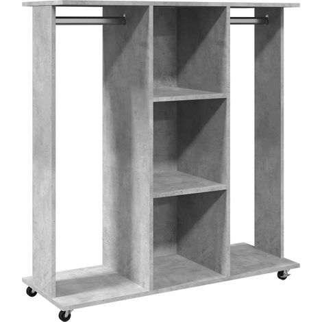 Garderobe mit Rädern Beton Grau 102x38x110cm Ingenieurholz