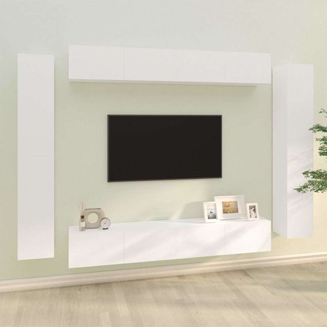 vidaXL Ensemble de meubles TV 8 pcs Blanc Bois d'ingénierie (1/5)